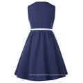 Grace Karin Children Kids Sleeveless Round Neck A-Line Navy Blue Skater Girls Dress CL010482-2